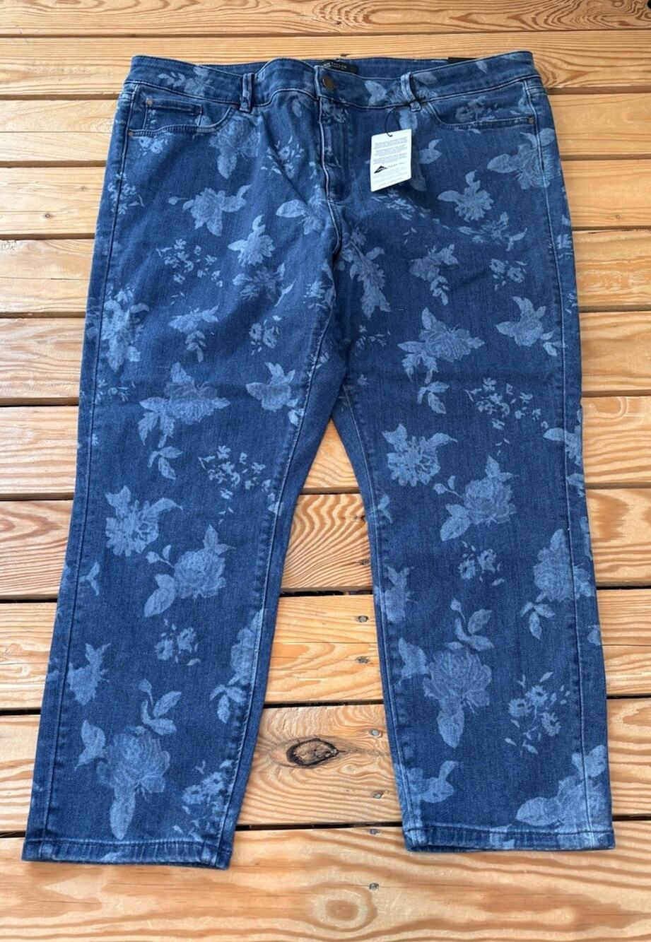 Ann Taylor NWT $109 Women’s Skinny Crop Jeans Size 16P Blue Floral T6